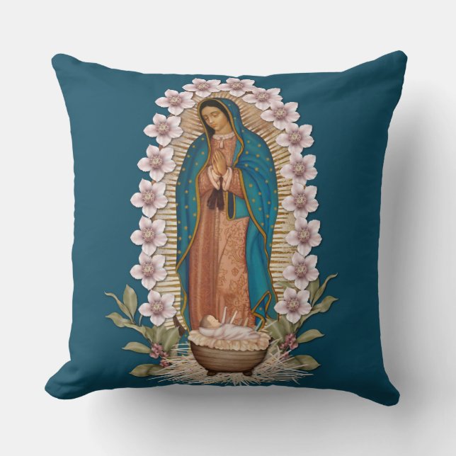 Virgin Guadalupe, katolsk jul Baby Jesus Kudde (Framsida)