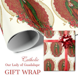 Virgin Guadalupe katolsk jul Pointsettia Presentpapper