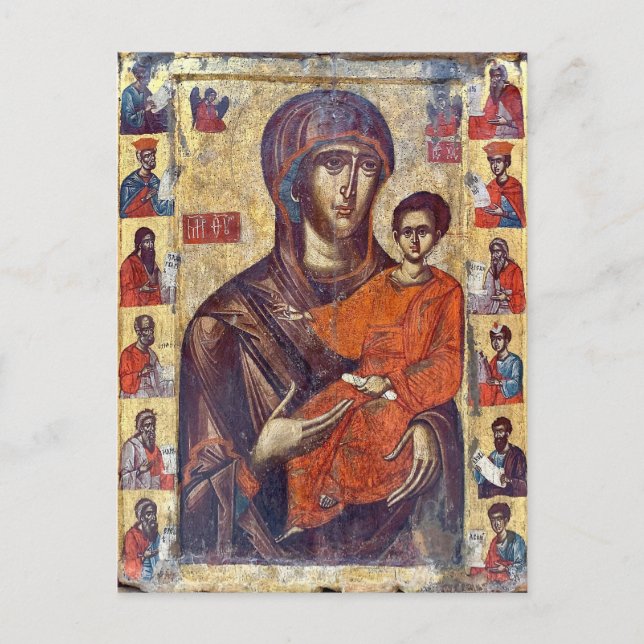 Virgin Hodegetria som flankerats av Prophets Icon Vykort (Framsida)