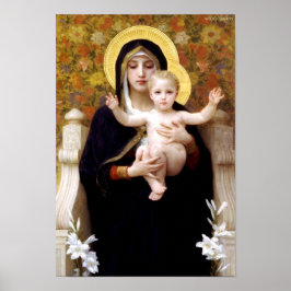 Virgin i Lilies - William-Adolphe Bouguereau Poster