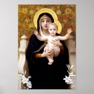 Virgin i Lilies - William-Adolphe Bouguereau Poster