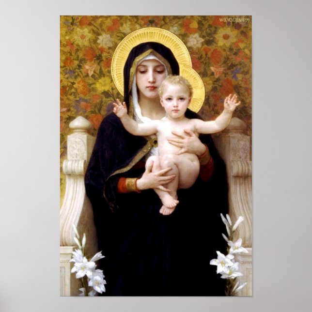 Virgin i Lilies - William-Adolphe Bouguereau Poster (Framsidan)
