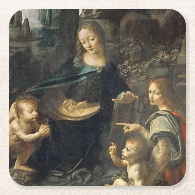 Virgin i Sten, Leonardo da Vinci Underlägg Papper Kvadrat (Framsidan)