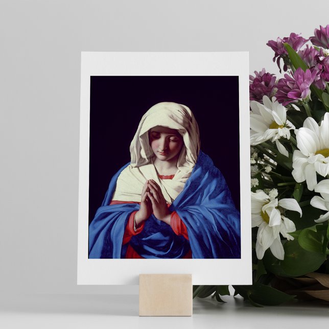 Virgin in Prayer, 1640-50 (olja på arbetsyta) Hälsningskort (Skapare uppladdad)