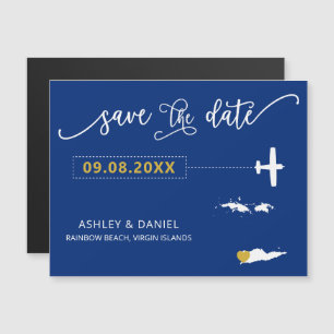 Virgin Islands Bröllop spara datum Card, Magnetisk Inbjudningskort