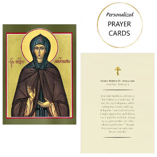 Virgin Martyr St. Apollonia Orthodox Prayer Card   Placeringskort
