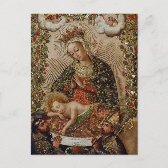 Virgin Mary Adoring the Jesus Child Vykort (Framsida)