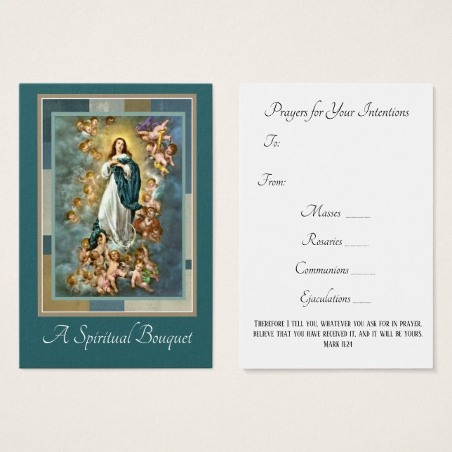 Virgin Mary Andlig Bouquet Prayer Heliga Card Visitkort (Framsida & baksida)