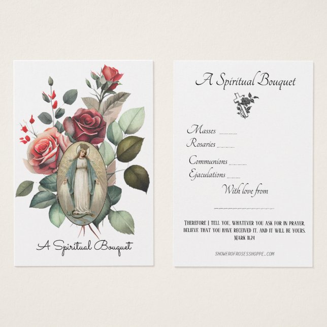 Virgin Mary Andlig Bouquet Prayer Heliga Card Visitkort (Framsida & baksida)
