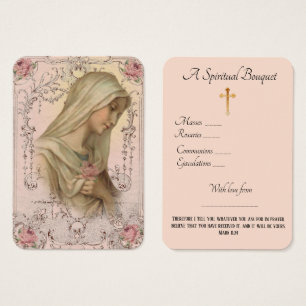 Virgin Mary Andlig Bouquet Prayer Heliga Card Visitkort
