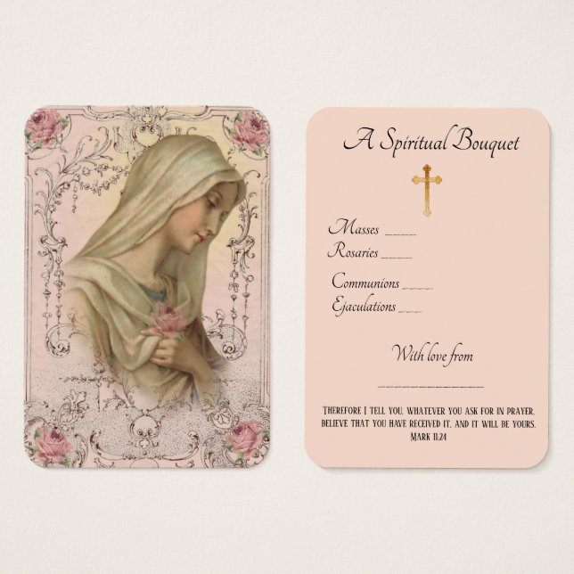 Virgin Mary Andlig Bouquet Prayer Heliga Card Visitkort (Framsida & baksida)