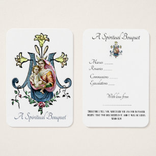 Virgin Mary Andlig Bouquet Prayer Heliga Card Visitkort