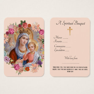 Virgin Mary Andlig Bouquet Prayer Heliga Card Visitkort