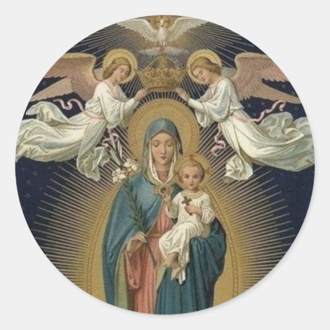 Virgin Mary AUG 22 Runt Klistermärke (Framsida)