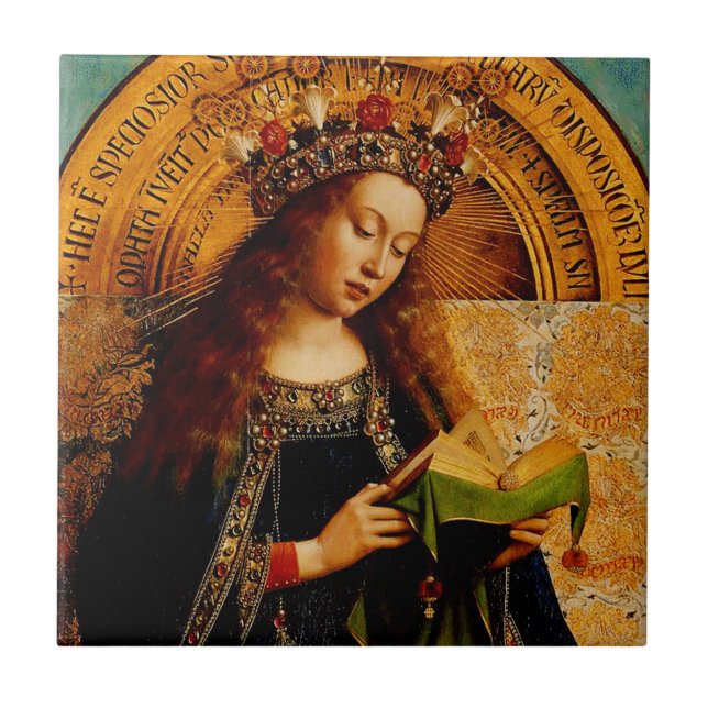 Virgin Mary av Jan van Eyck Kakelplatta (Framsidan)