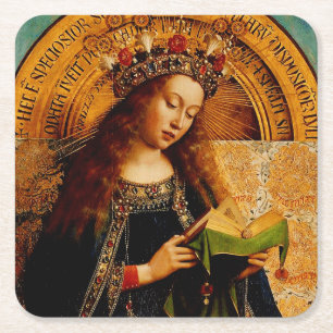 Virgin Mary av Jan van Eyck Underlägg Papper Kvadrat