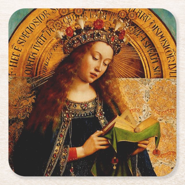 Virgin Mary av Jan van Eyck Underlägg Papper Kvadrat (Framsidan)