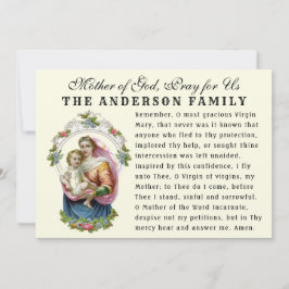 Virgin Mary Baby Jesus katolska Memorare Prayer Kort