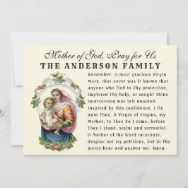 Virgin Mary Baby Jesus katolska Memorare Prayer Kort