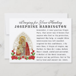 Virgin Mary Baby Jesus katolska Memorare Prayer Kort