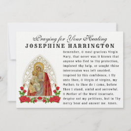Virgin Mary Baby Jesus katolska Memorare Prayer Kort