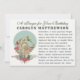 Virgin Mary Baby Jesus katolska Memorare Prayer Kort