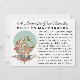 Virgin Mary Baby Jesus katolska Memorare Prayer Kort