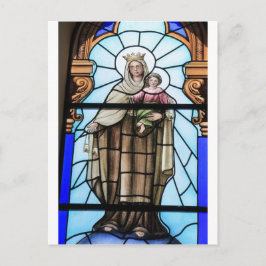 Virgin Mary baby Jesus Kristus nedfläckad glasföns Vykort