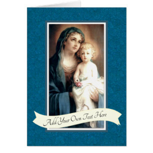 Virgin Mary Baby Jesus Rosa ros Hälsningskort