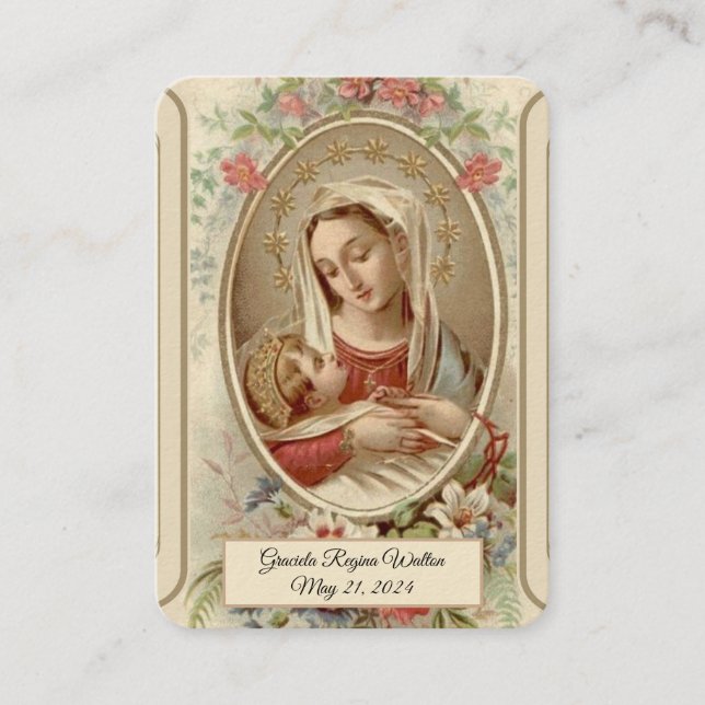 Virgin Mary Baptism Memory Heliga Card Visitkort (Framsida)