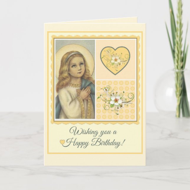 Virgin Mary Birthday Hearts & Flowers Kort (Framsida)