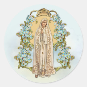 Virgin Mary Blommigt Religiösa Dam i Fatima Classi Runt Klistermärke