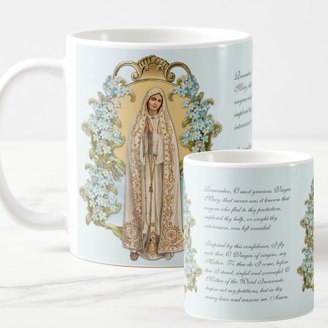 Virgin Mary Blommigt Religiösa Dam i Fatima Kaffemugg (Skapare uppladdad)
