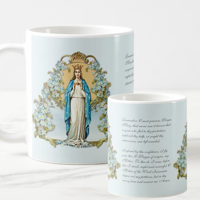 Virgin Mary Blommigt Religiösa Dam of Knock Kaffemugg (Skapare uppladdad)