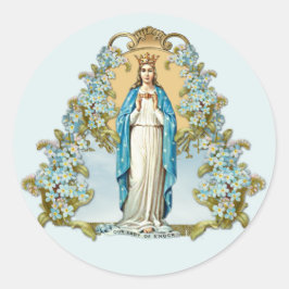 Virgin Mary Blommigt Religiösa Dam of Knock Runt Klistermärke