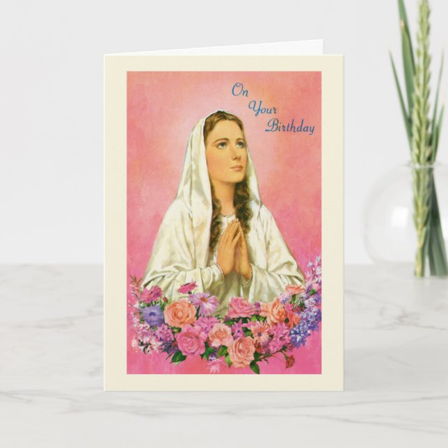 Virgin Mary Blommigt Religiösa  i mitten av århund Kort (Framsida)