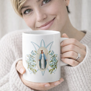 Virgin Mary Blommigt religiösa Memorare PrayerC Kaffemugg