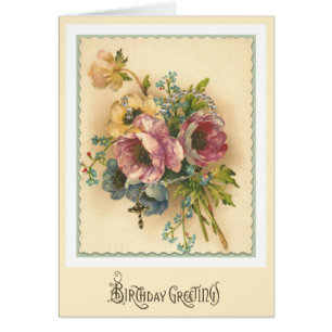 Virgin Mary Blommigt Rosary Birthday Religiösa OBS Kort