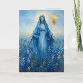 VIrgin Mary Blommigt Sympathy Foled Greeting Card Kort