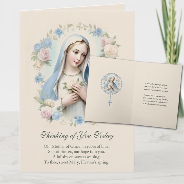 Virgin Mary Blommigt Tankar på dig Prayer Kort (Skapare uppladdad)