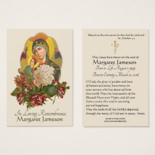 Virgin Mary Catholic Funeral Prayer Heliga Card Visitkort