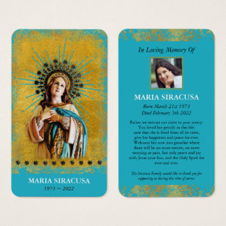 Virgin Mary Catholical Funeral Memorial Prayer Car Visitkort