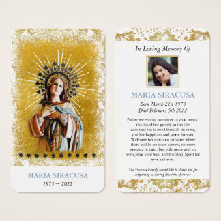 Virgin Mary Catholical Funeral Memorial Prayer Car Visitkort