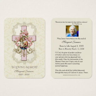 Virgin Mary Catholical Funeral Memorial Prayer Car Visitkort