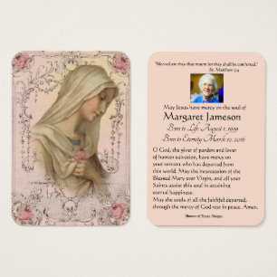 Virgin Mary Catholie Funeral Prayer Heliga Card Visitkort