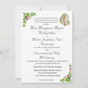 Virgin Mary Catholik Wedding Investigation Inbjudningar