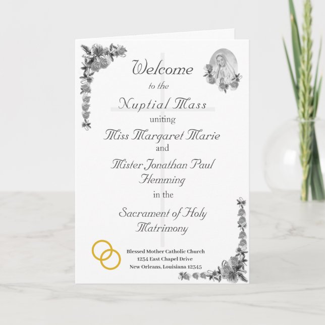 Virgin Mary Catholique Bröllopsprogram Program (Framsida)