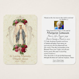 Virgin Mary Catholique Funeral Memorial Heliga Car Visitkort