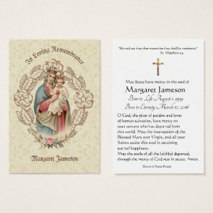 Virgin Mary Catholique Funeral Memorial Heliga Car Visitkort