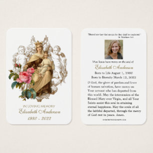 Virgin Mary Catholique Funeral Memorial Heliga Car Visitkort